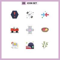 Universal Icon Symbols Group of 9 Modern Flat Colors of bowl processor shrink microchip chip Editable Vector Design Elements