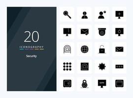 20 Security Solid Glyph icon for presentation vector