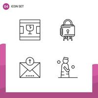 Set of 4 Commercial Filledline Flat Colors pack for broken ecommerce shapes lock outline Editable Vector Design Elements