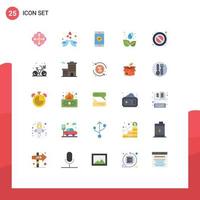 Modern Set of 25 Flat Colors and symbols such as forbidden droop romantic green target Editable Vector Design Elements