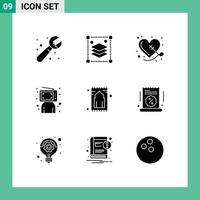 Pictogram Set of 9 Simple Solid Glyphs of carpet online broken computer blogger Editable Vector Design Elements