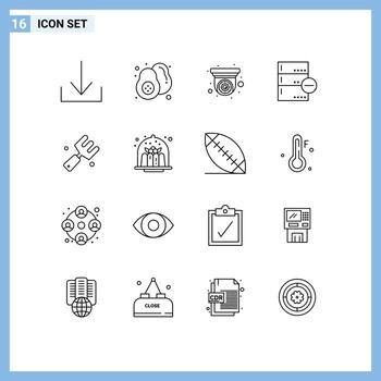 grupo de 16 esboza signos y símbolos para la agricultura agricultura seguridad eliminar datos elementos de diseño vectorial editables vector