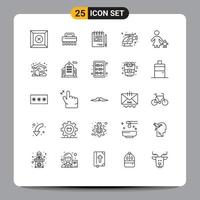 Mobile Interface Line Set of 25 Pictograms of kid child corporate help fast Editable Vector Design Elements