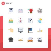 Pictogram Set of 16 Simple Flat Colors of box science appointment react hot Editable Pack of Creative Vector Design Elements