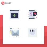 Group of 4 Modern Flat Icons Set for internet mobile website day inbox Editable Vector Design Elements