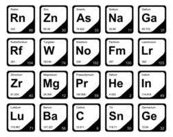 diseño de paquete de iconos de 20 tablas preiodicas de los elementos vector