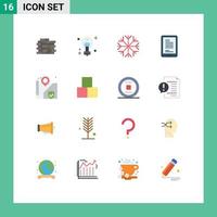 Pictogram Set of 16 Simple Flat Colors of surveillance location nature cell coding Editable Pack of Creative Vector Design Elements