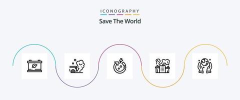 salva el paquete de iconos world line 5 que incluye protección ecológica. poder. flecha. nuclear. fábrica vector