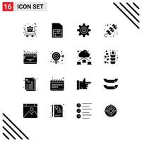 Stock Vector Icon Pack of 16 Line Signs and Symbols for celebrate schedule setting calendar meat Editable Vector Design Elements