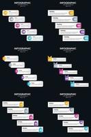 Vector 6 Infographics Pack Presentation slide template 5 Steps cycle diagrams and timelines