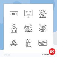 Group of 9 Modern Outlines Set for automobile people beauty interface avatar Editable Vector Design Elements