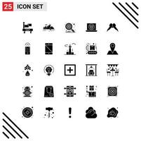 25 User Interface Solid Glyph Pack of modern Signs and Symbols of movember moustache database camera laptop Editable Vector Design Elements
