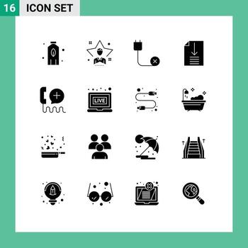 Set of 16 Modern UI Icons Symbols Signs for customer page computers office hardware Editable Vector Design Elements
