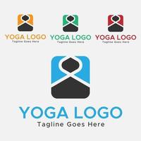 logotipo de meditación de yoga. color azul y negro. forma cuadrada. plantilla de logotipo abstracto. vector