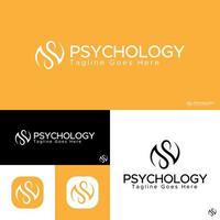 Psychology logo.Human think health, spirit logo design inspiration.Yellowish Orange color. vector