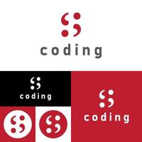 Coder Company Logo.Minimalistic Digital code logo. Programmer icon vector illustration. Software code programmer logo