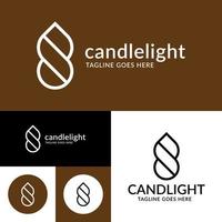 Candle light Logo.Round shape Logo Template.Vector Illustration.Black And White color. vector