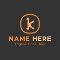 logotipo de letra k. logotipo abstracto minimalista de color naranja claro. logotipo de forma cuadrada redonda. vector