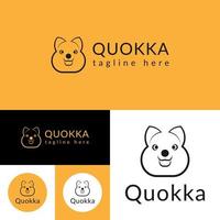 logotipo pictórico de quokka. plantilla de logotipo animal. ilustración vectorial. color blanco y negro. vector