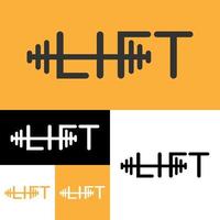 Lift word mark Logo.Gym fitness Logo Template.Vector Illustration.Black, yellow And White color. vector