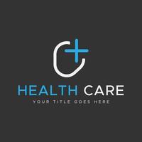 logotipo de atención médica. diseño de logotipo mínimo en color azul y blanco.logotipo abstracto. vector