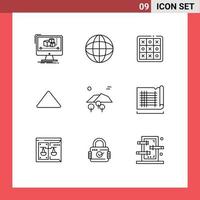 Universal Icon Symbols Group of 9 Modern Outlines of landscape play tac up game Editable Vector Design Elements