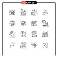 Set of 16 Modern UI Icons Symbols Signs for failure crash park business hallows Editable Vector Design Elements