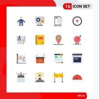 Universal Icon Symbols Group of 16 Modern Flat Colors of architecture romance file love heart Editable Pack of Creative Vector Design Elements