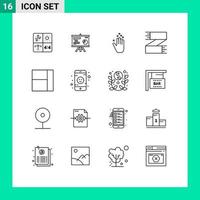 Group of 16 Outlines Signs and Symbols for grid footwear graph clothes shop accessories Editable Vector Design Elements