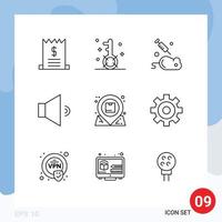 Set of 9 Modern UI Icons Symbols Signs for communication volume search speaker science Editable Vector Design Elements