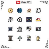 Set of 16 Modern UI Icons Symbols Signs for key chain equipment wifi rings engagement Editable Creative Vector Design Elements