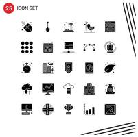 Mobile Interface Solid Glyph Set of 25 Pictograms of internet harmony control friendship agreement Editable Vector Design Elements