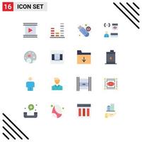 Group of 16 Modern Flat Colors Set for development coding sound app usb Editable Pack of Creative Vector Design Elements