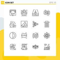Stock Vector Icon Pack of 16 Line Signs and Symbols for chicken hobbies planet ticket inbox Editable Vector Design Elements