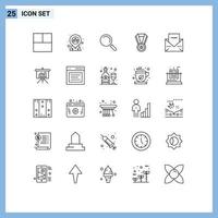 Set of 25 Modern UI Icons Symbols Signs for presentation thanks view message envelope Editable Vector Design Elements