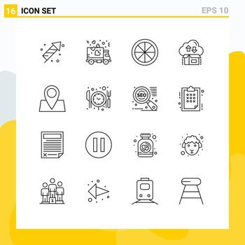 16 Outline concept for Websites Mobile and Apps location arrow citrus package cloud Editable Vector Design Elements