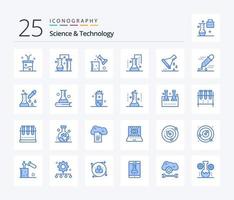 Science And Technology 25 Blue Color icon pack including microbiology. chemical test. science of matter. test tube. lab glassware vector