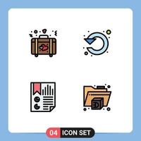 Stock Vector Icon Pack of 4 Line Signs and Symbols for briefcase bookmark wedding left document Editable Vector Design Elements