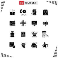 Set of 16 Modern UI Icons Symbols Signs for folder package support e buy Editable Vector Design Elements