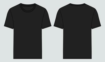 Regular fit Short sleeve T shirt technical fashion Flat Sketch vector illustration template Front and back views.