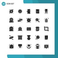 25 Universal Solid Glyphs Set for Web and Mobile Applications reading note beer favorite book Editable Vector Design Elements