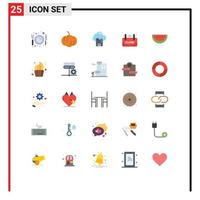 Universal Icon Symbols Group of 25 Modern Flat Colors of watermelon shop microchip advertisement board Editable Vector Design Elements