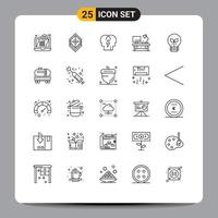 Group of 25 Lines Signs and Symbols for eco office table layer lamp mind Editable Vector Design Elements