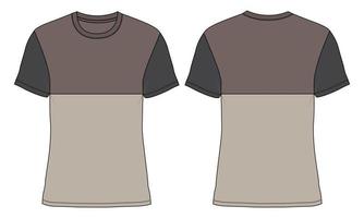 Regular fit Short sleeve T shirt technical fashion Flat Sketch vector illustration template Front and back views.