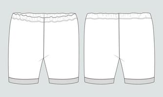 pantalones cortos de jersey de sudor plantilla de boceto plano de moda vectorial. vector
