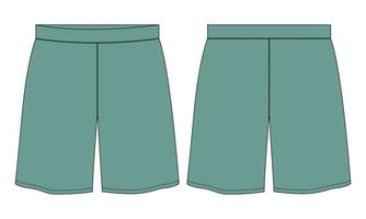 pantalones cortos de jersey de sudor plantilla de boceto plano de moda vectorial. vector