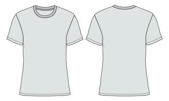 Regular fit Short sleeve T shirt technical fashion Flat Sketch vector illustration template Front and back views.