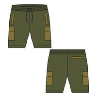 Boys Sweat Shorts pant technical drawing fashion Flat Sketch vector illustration template front and back views.