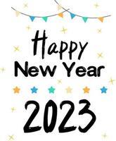 Cartoon Happy New Year 2023 Festival Font Vector