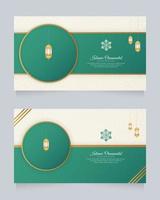 Islamic Ornamental Arabic Green and White Luxury Background with Geometric pattern and Ornament vector